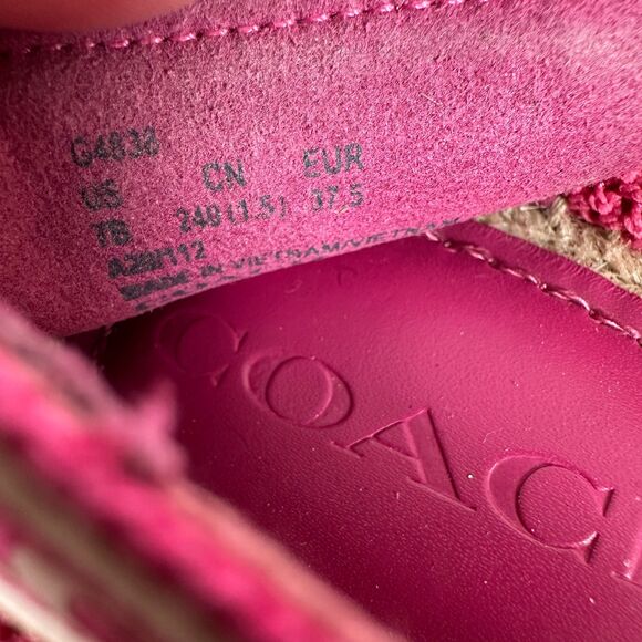 Coach Corrie Espadrille Pink Perforated Slip On Shoes Size 7 - Picture 7 of 8